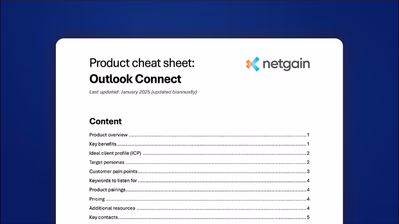 Outlook Connect Product Cheat Sheet - Partners