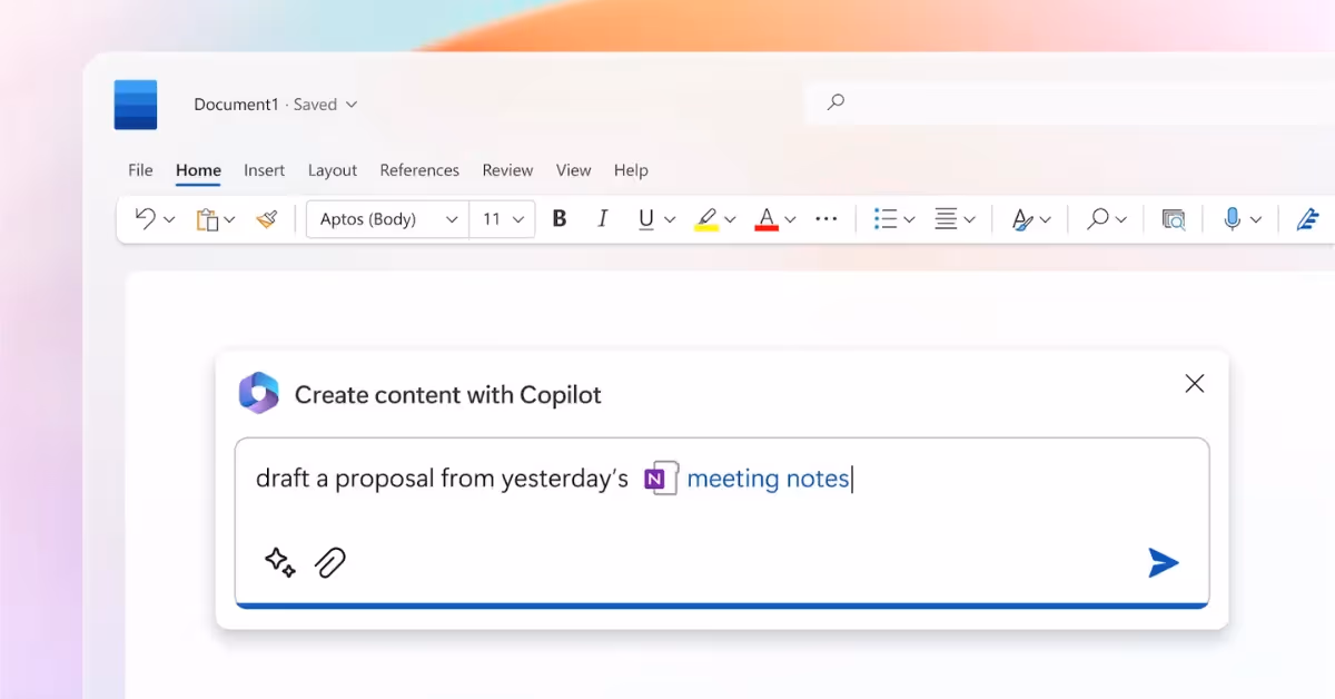 Microsoft Copilot in a document
