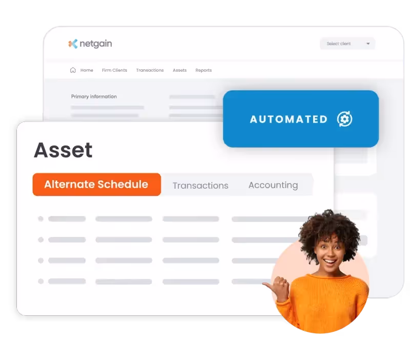 Graphic representing fixed asset software functionality