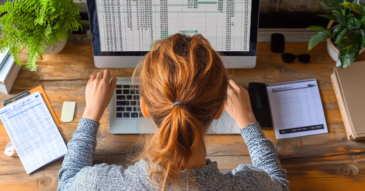 An accountant working on a spreadsheet