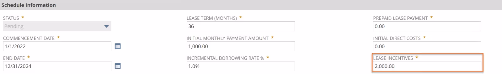 NetLease lease incentive field