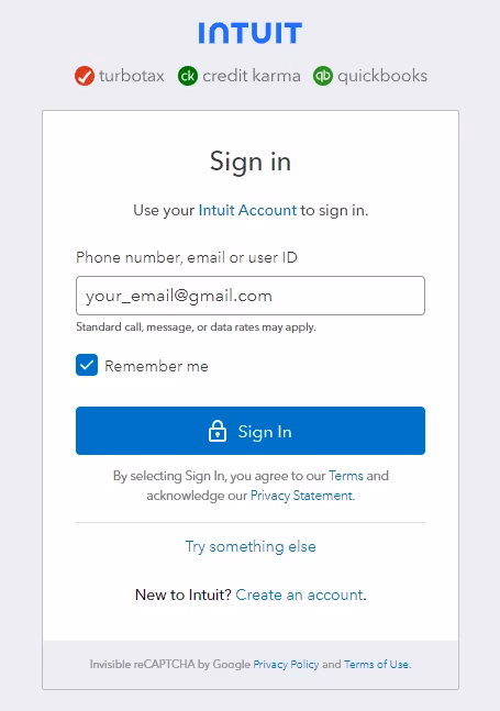 Sign in with Quickbooks