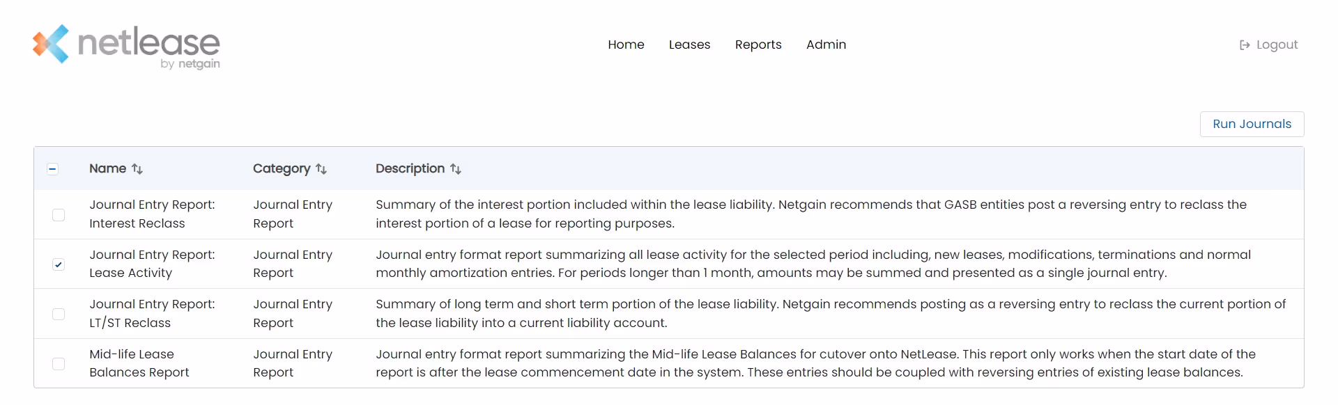 Journal Entry reports