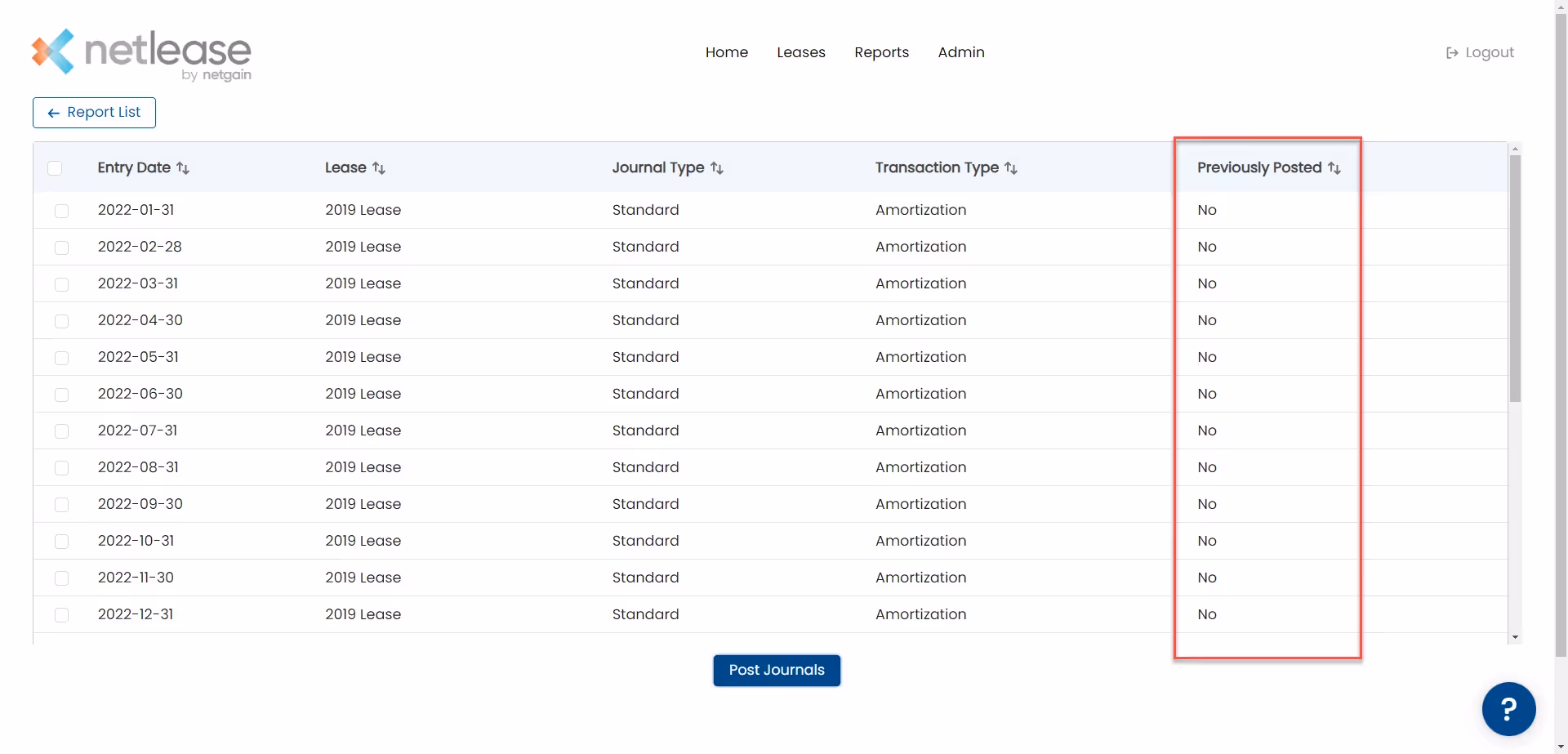 Previously posted Quickbooks journal entries