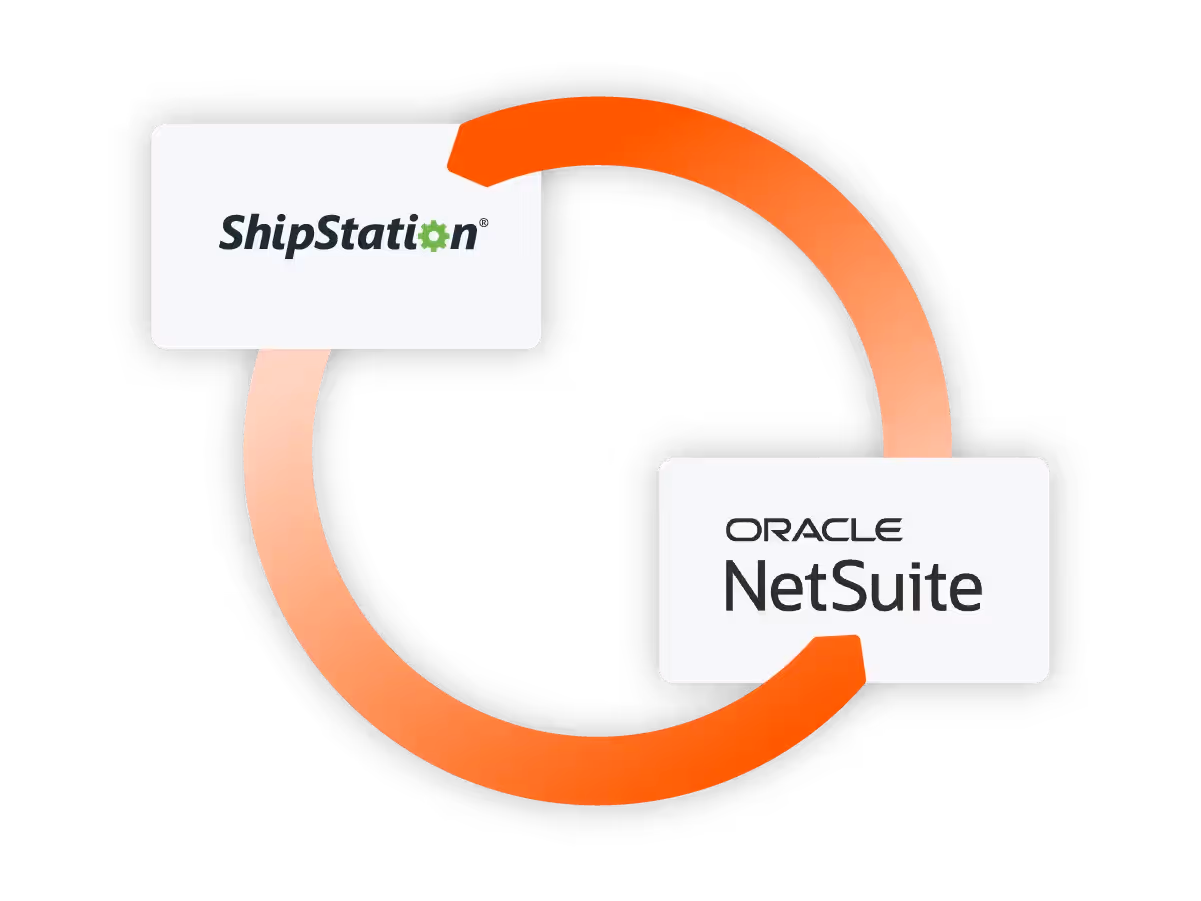 Shipstation and NetSuite logos connected with syncing arrows