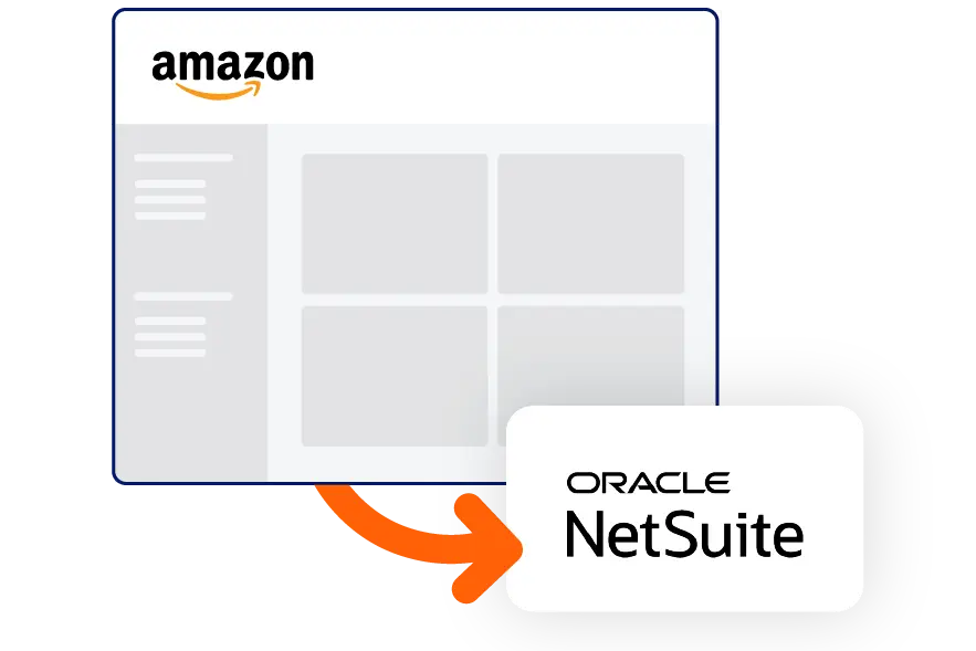 Amazon site with an arrow to NetSuite