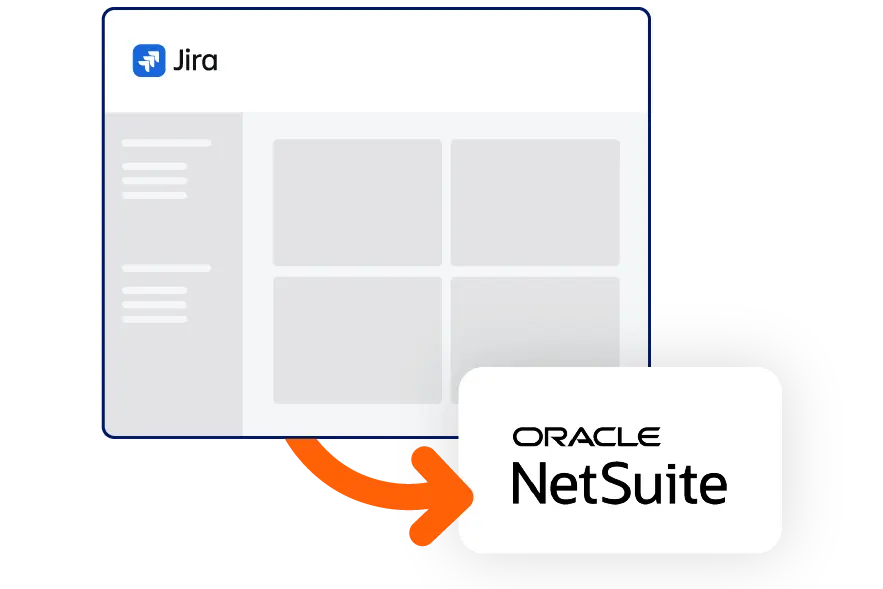 Jira site with an arrow to NetSuite