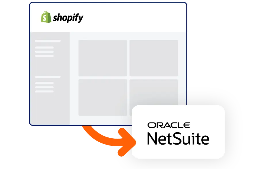 Shopify site with an arrow to NetSuite