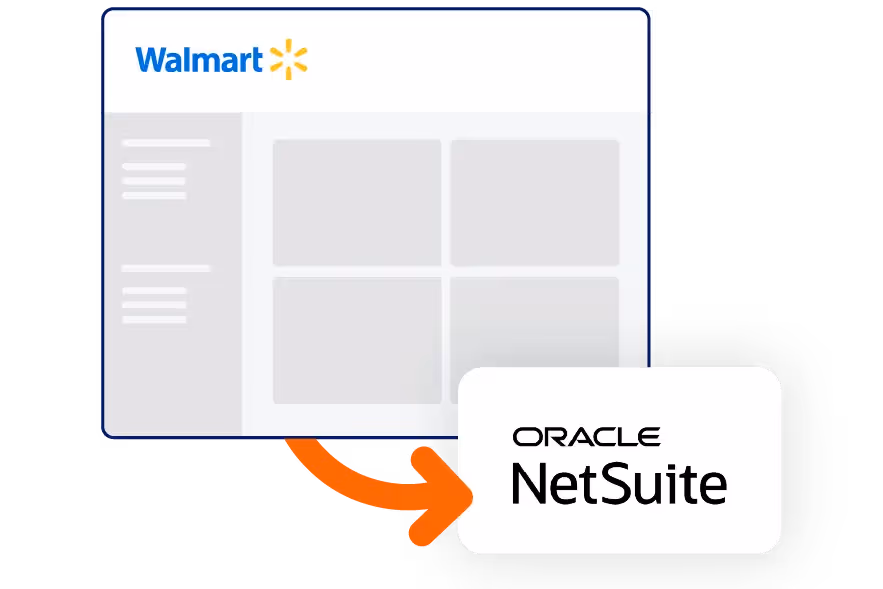 Walmart site with an arrow to NetSuite