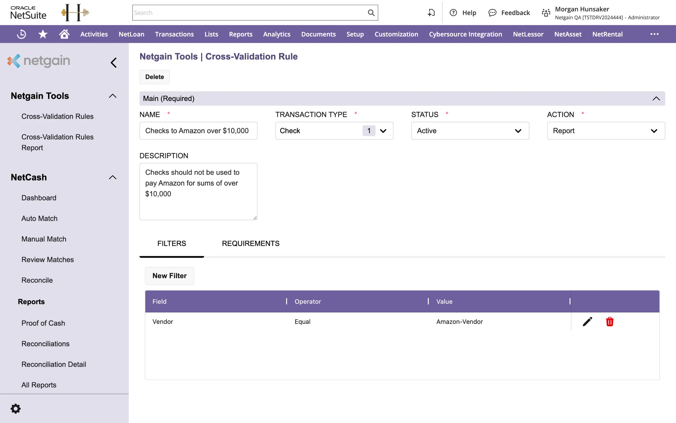 Take a self-guided product tour of Cross-Validation Rules