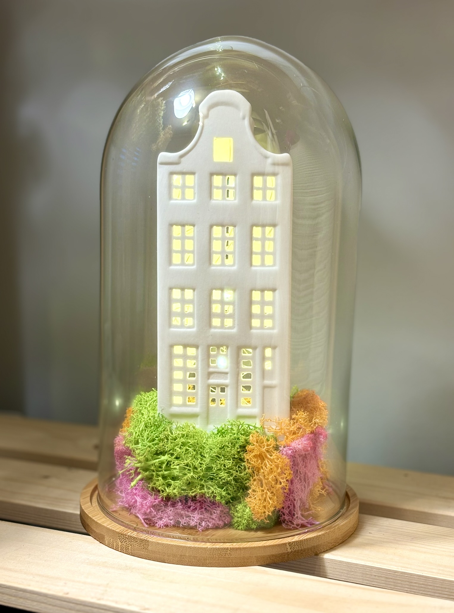 Szklany klosz domek mech