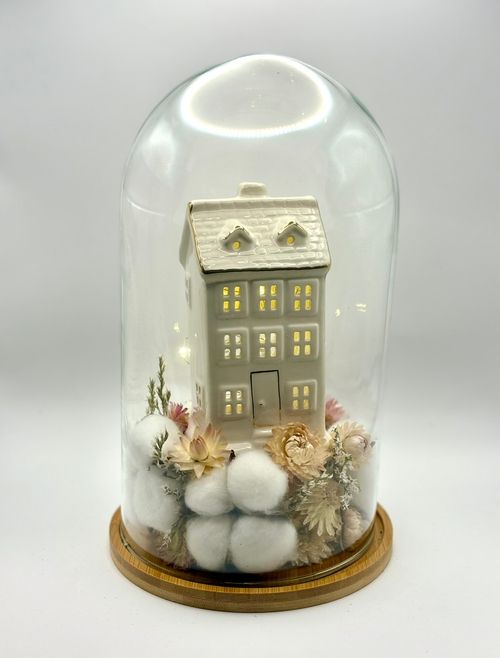 Szklany klosz domek bawełna