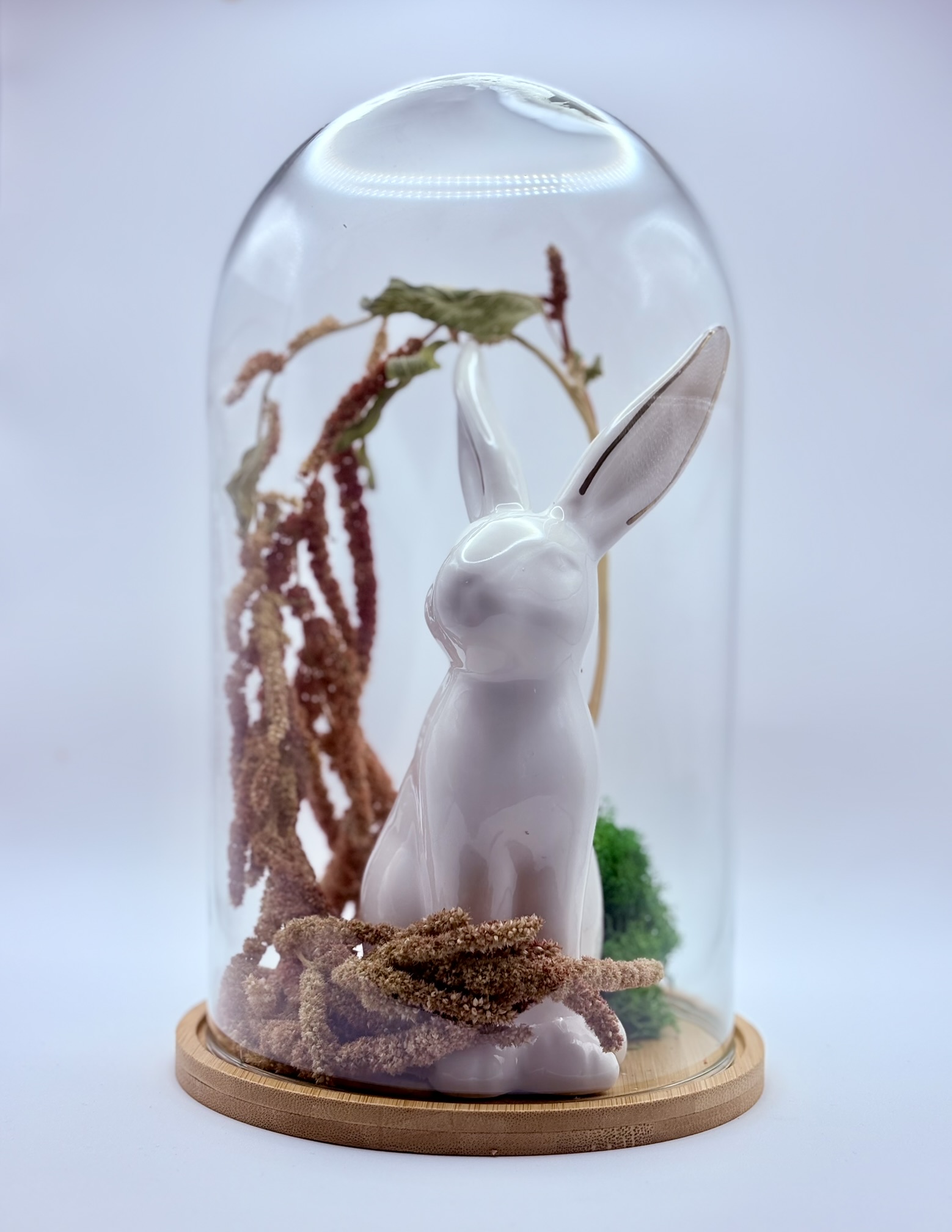 Szklany klosz ceramiczny królik