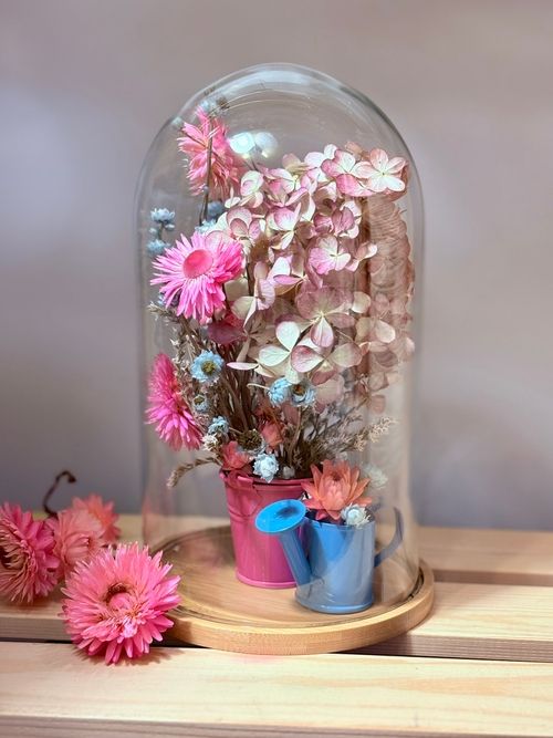 Szklany klosz różowe wiaderko