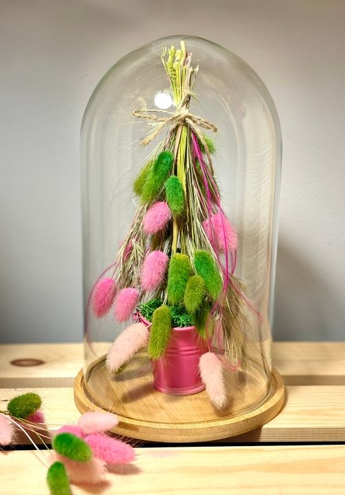 Szklany klosz choinka dmuszek