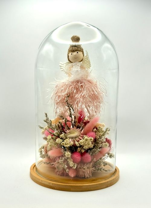 Szklany klosz różowy aniołek