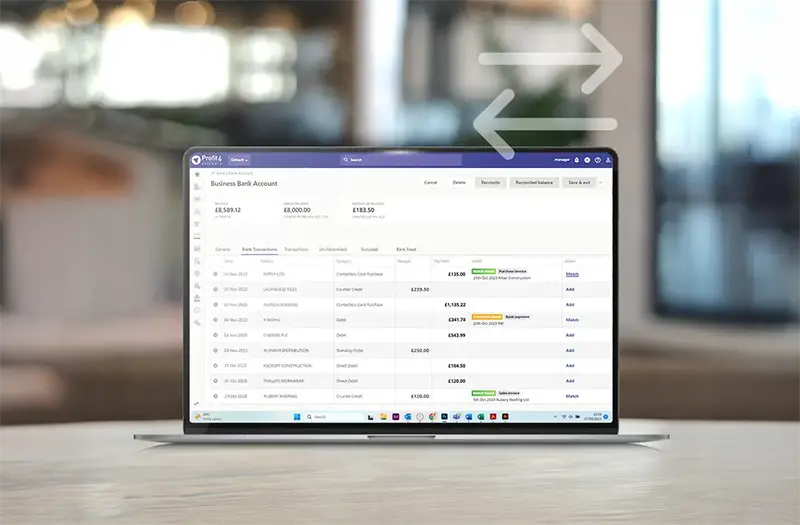 bank feeds dashboard on laptop