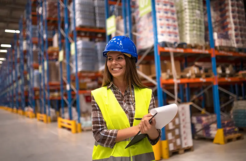 warehouse worker with clipboard