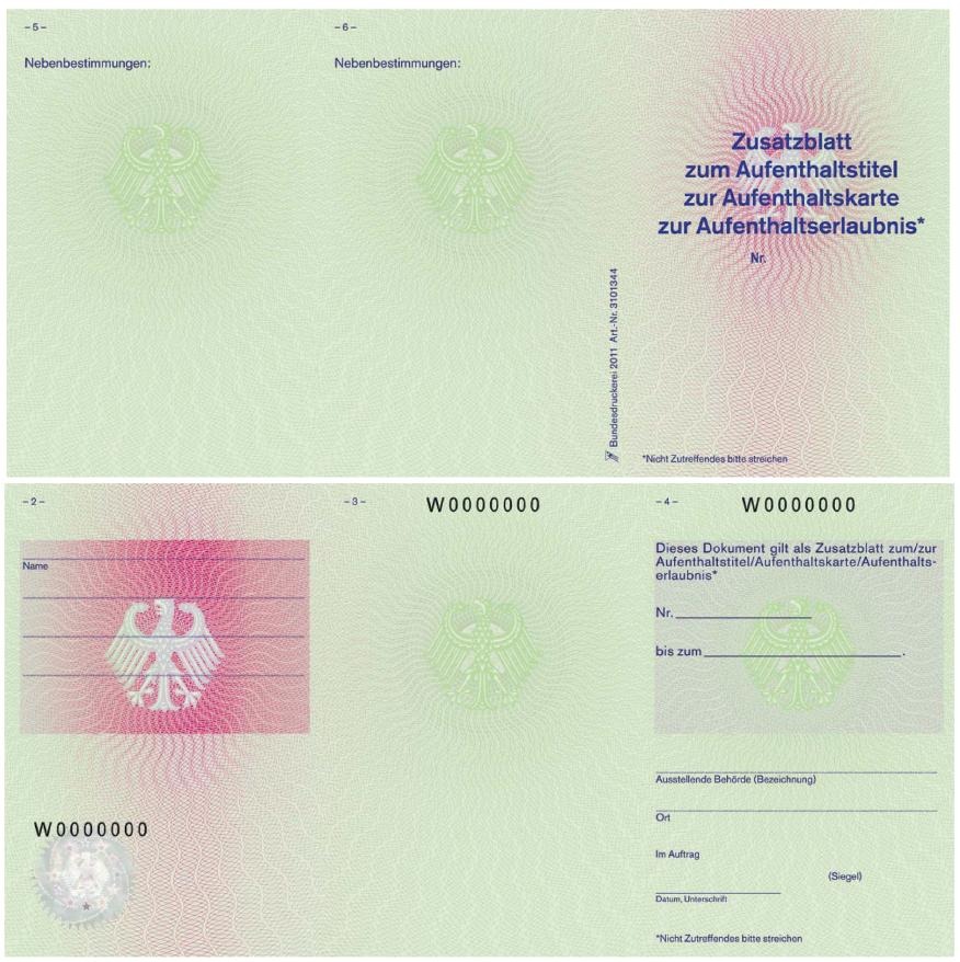 A sample of Zusatzblatt