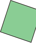 A green square rotated slightly clockwise on a transparent background.