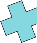 Light blue plus sign with a slight shadow on a transparent background.