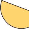 A yellow semicircle with a thin dark border on a white background.