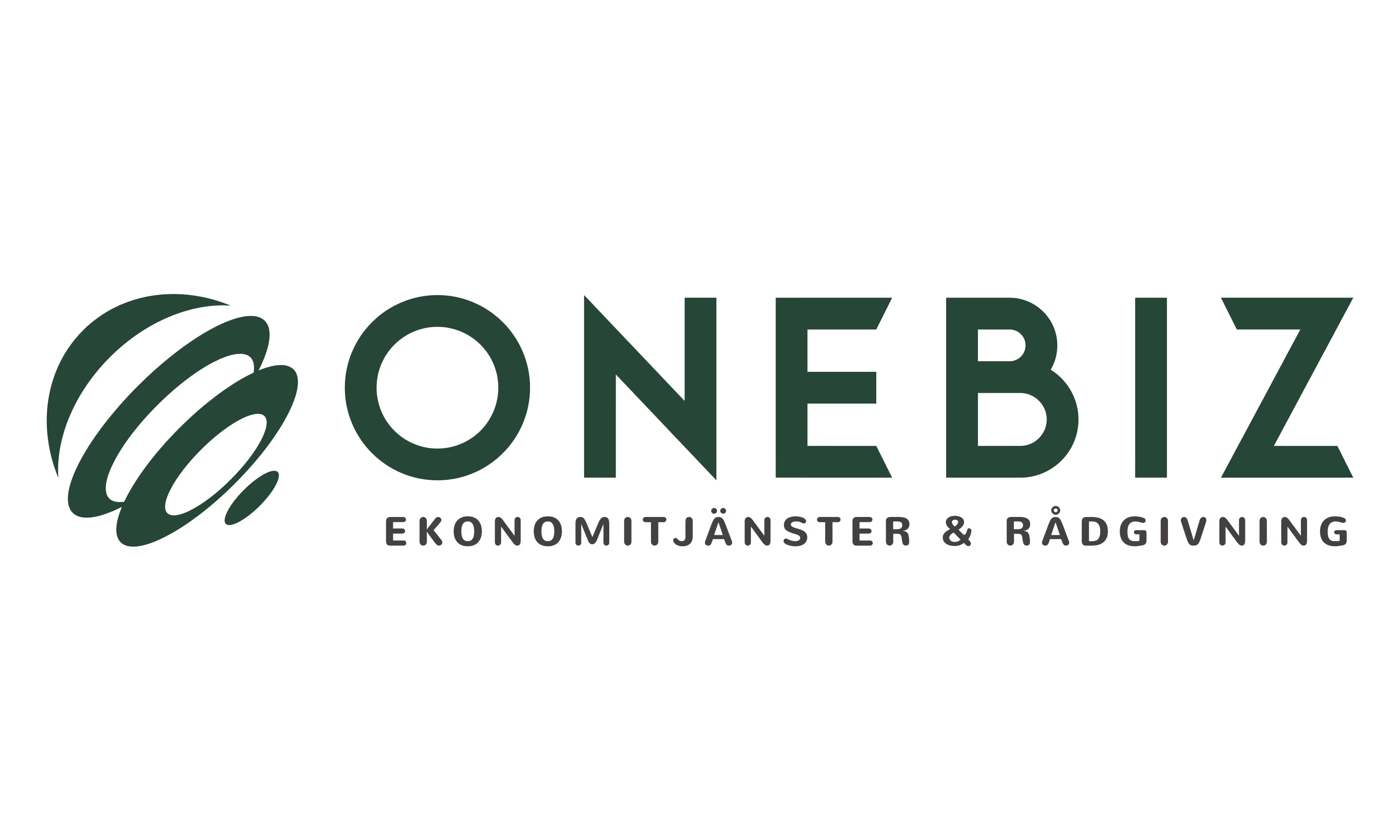 Onebiz logotyp (grön/grå)