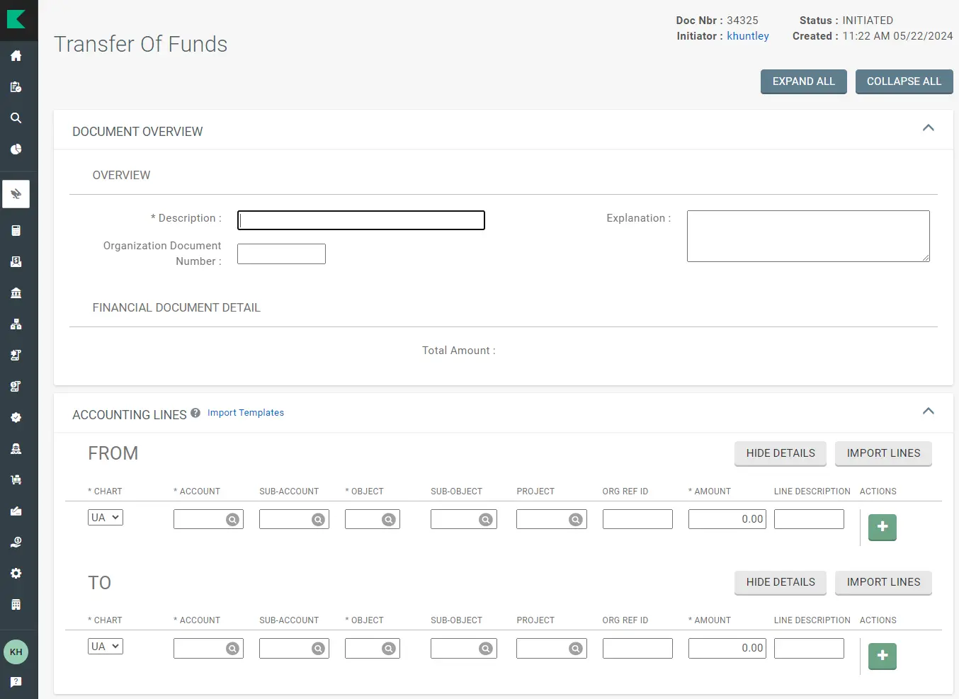 Kuali Financial Screenshot