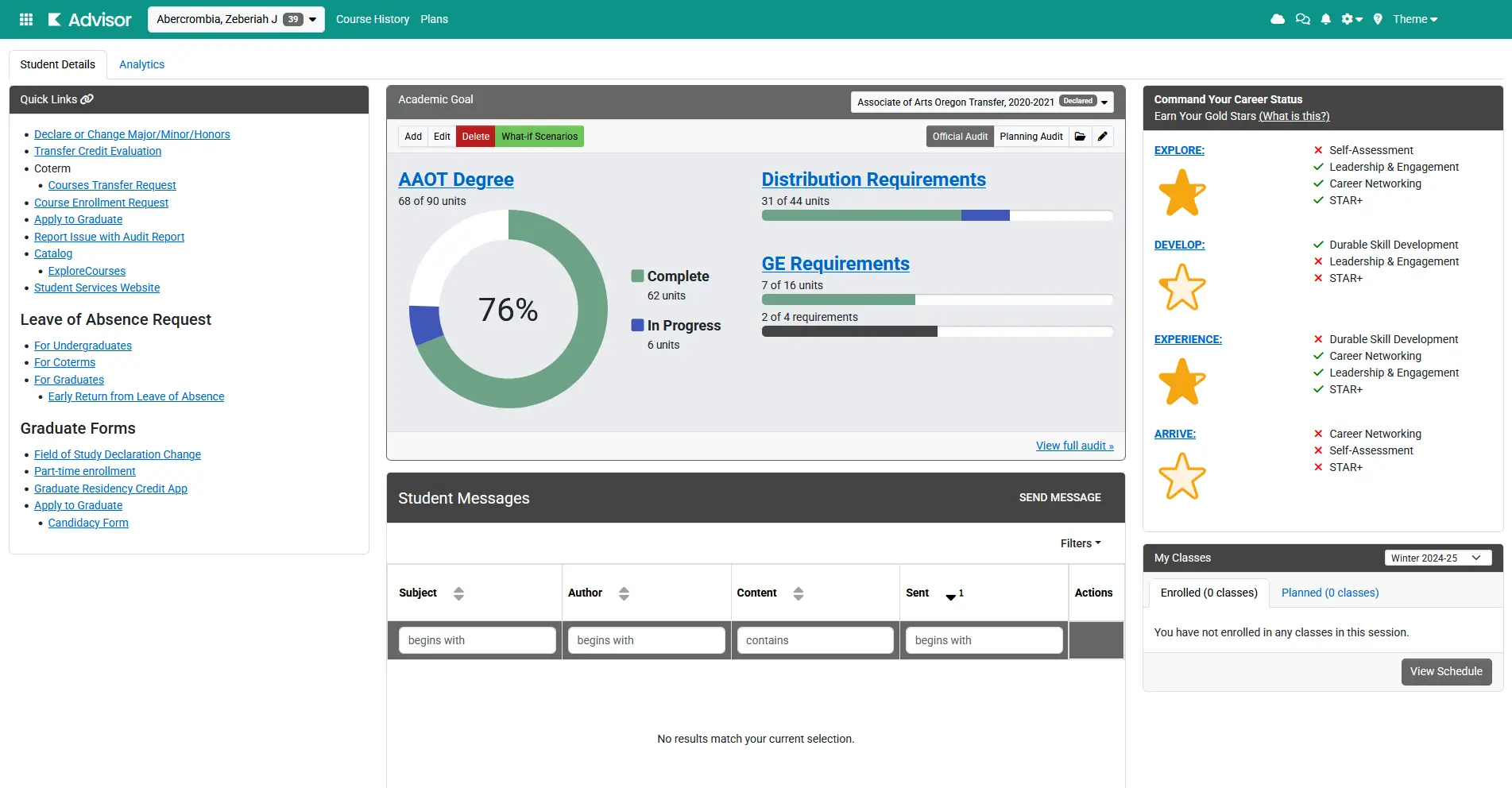 Kuali Advisor Dashboard