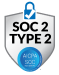 SOC 2 Type 2 audit compliance badge with a blue checkmark.