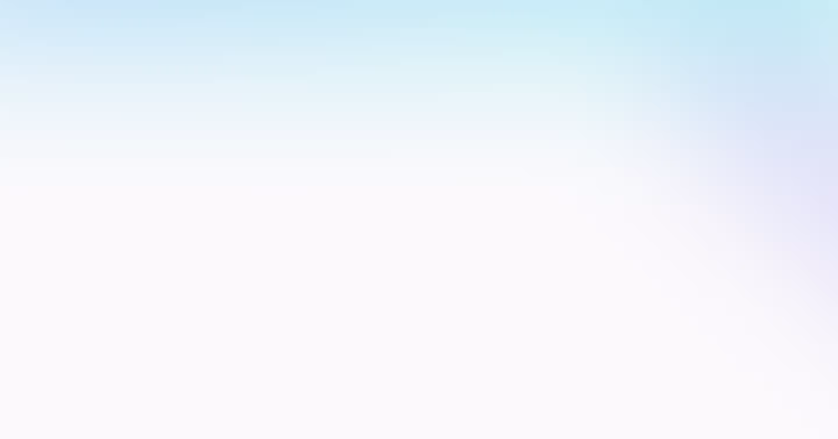 Soft gradient background fading from light blue at the top to white and pale violet at the bottom right.