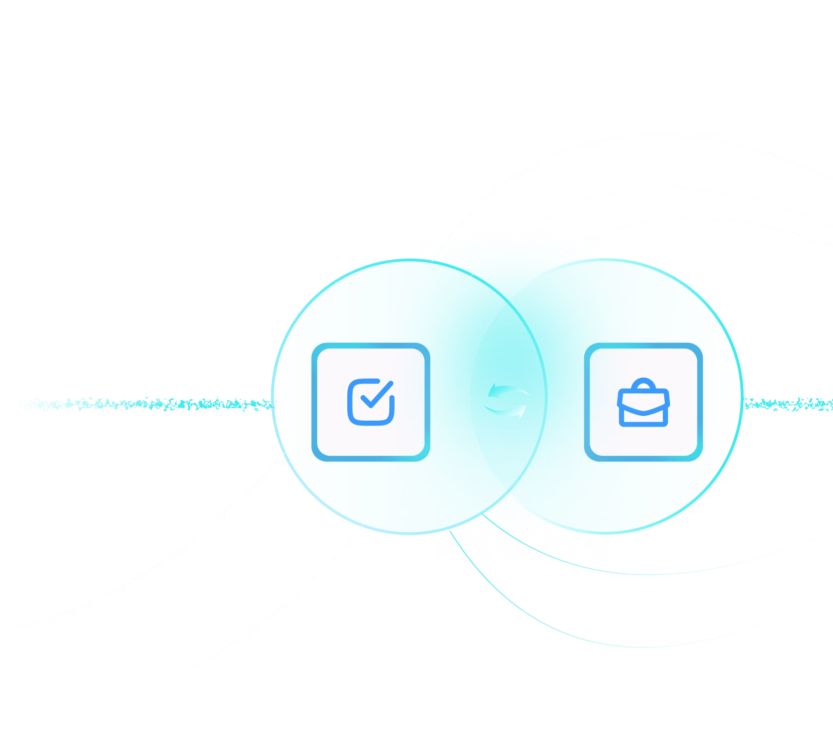 A collection of seven tech company logos arranged on a white curved background including the Loop Infinity, Smart Advocate Get Smart, and PandaDoc logos.
