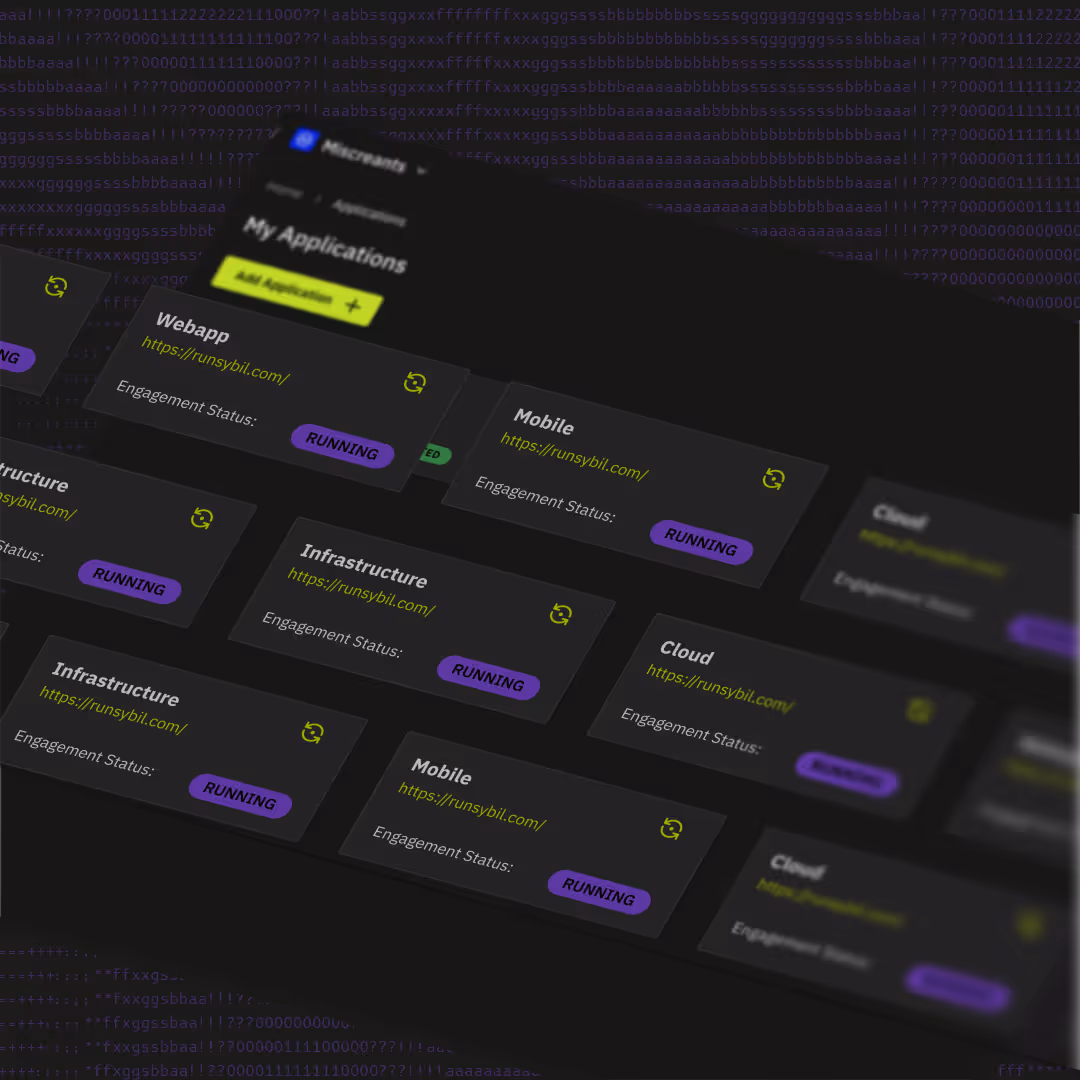 Dashboard showing multiple applications running with URL runsybil.com and status labeled Running.