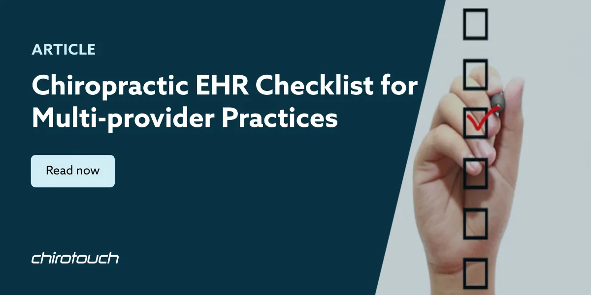 Chiropractic EHR Checklist - Multi-provider Practices