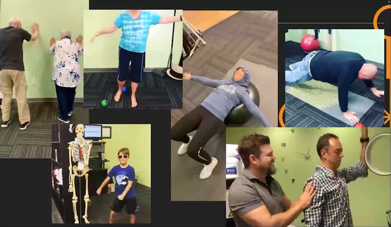 Patients engaging in diverse rehabilitation activities at clinic.