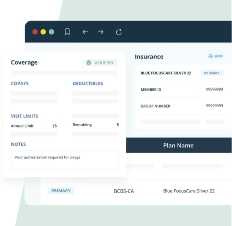 Digital interface showing health insurance information.