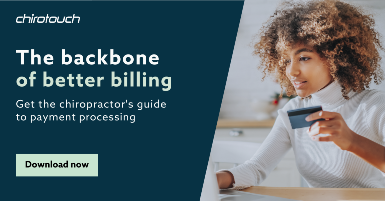 Downloadable guide for chiropractic payment processing.