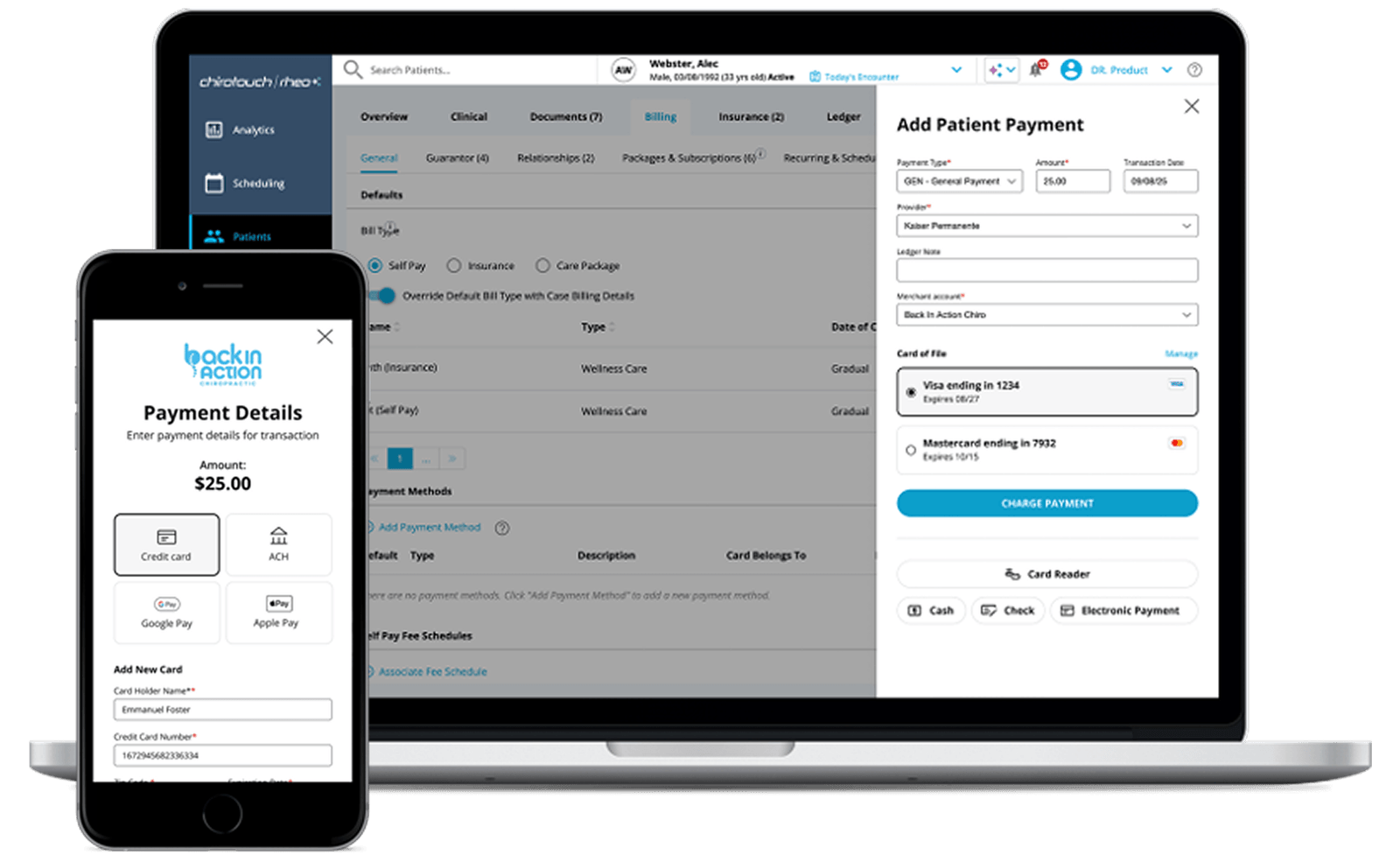 ChiroTouch chiropractic EHR dashboard in practice management software