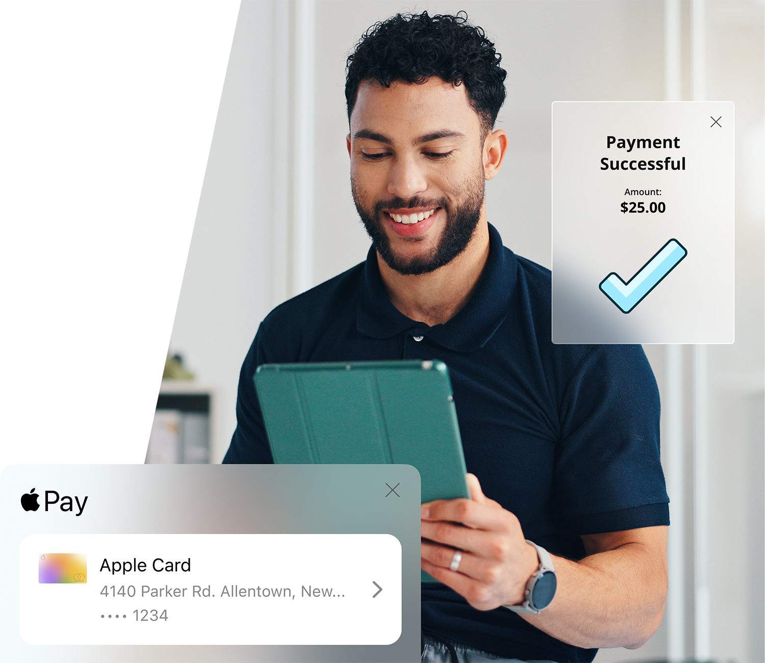 patient pays with Apple Card at chiropractic office's payment terminal 