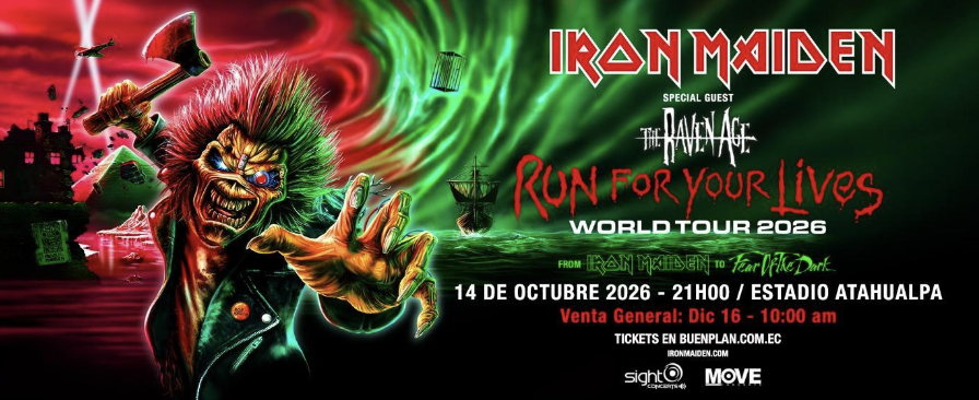 Iron Maiden regresa a Ecuador después de 17 años: Quito recibirá su gira por los 50 años de la banda