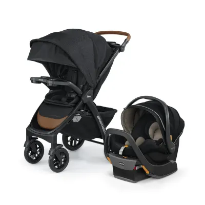 Chicco Bravo Primo Trio travel system with KeyFit 35 infant car seat and stroller.