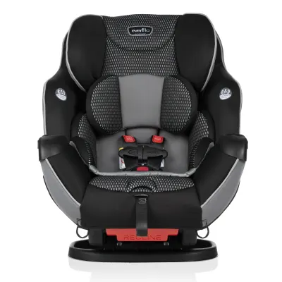 Evenflo Symphony convertible car seat, padded, with five-point harness and adjustable headrest.