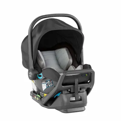 City GO 2 by Baby Jogger infant car seat, charcoal fabric, adjustable handle and canopy.