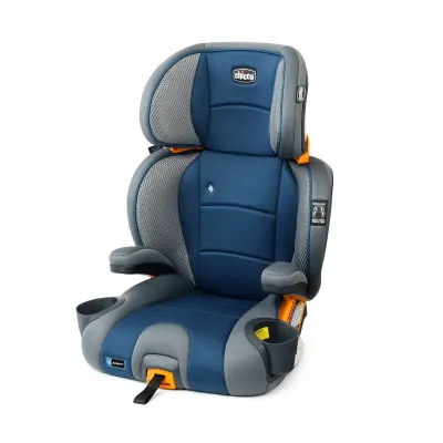 KidFit by Chicco high-back booster seat, contoured shell with adjustable headrest and armrests