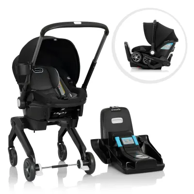 Evenflo Shyft DualRide infant car seat and stroller combo, rear-facing carrier for infants