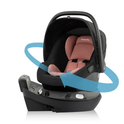 Evenflo Revolve180 Litemax NXT infant car seat with rotating base, five-point harness, SensorSafe.
