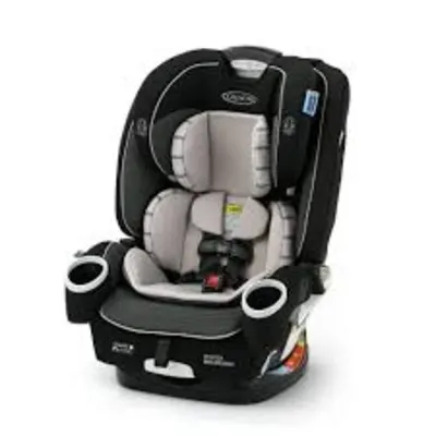 Graco 4Ever DLX convertible car seat, gray high-back design with five-point harness.