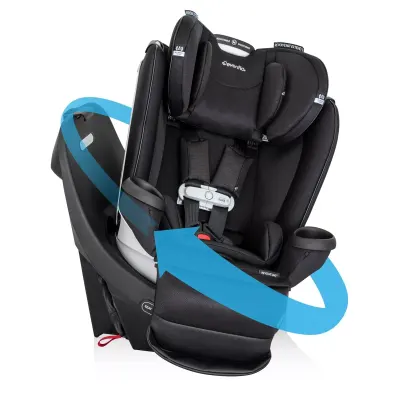 Evenflo Revolve Extend convertible car seat — padded high-back with adjustable headrest and base