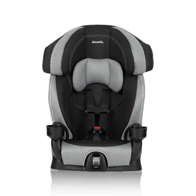 Evenflo Chase LX forward-facing car seat, harness-to-booster conversion, gray fabric, adjustable headrest