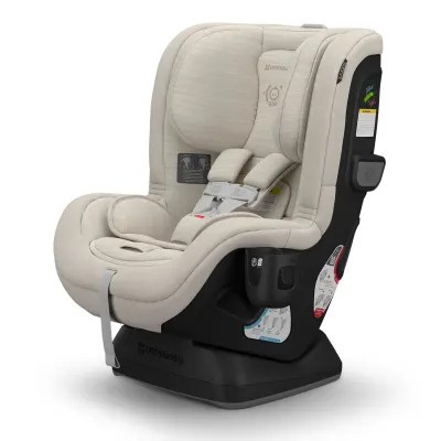UPPAbaby Rove convertible car seat, rear- and forward-facing with adjustable harness and head support.